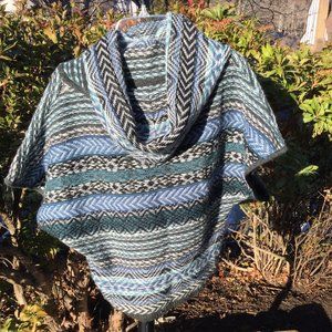 Vintage America Colorful Cowl Neck Raglan Shoulder Wool Blend Sweater